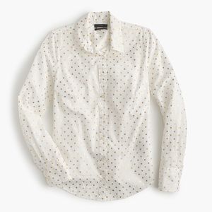 J Crew Perfect Shirt Gold Foil Dot